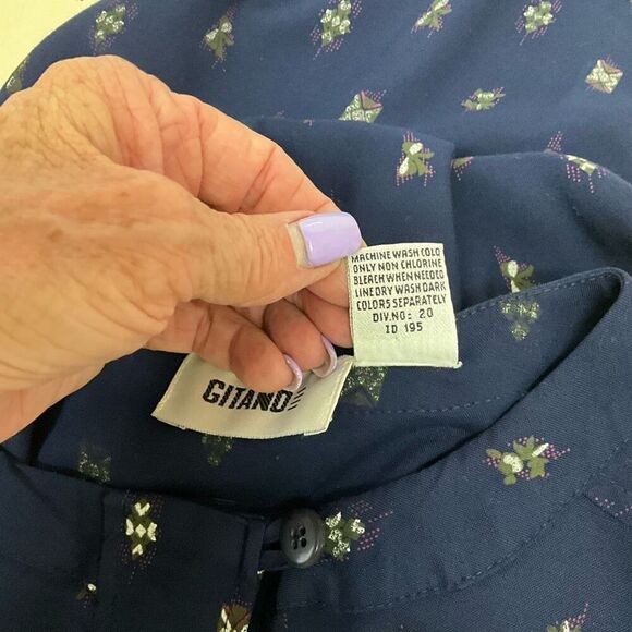 Vintage Gitano Women's Small Blue Print Button Down 3/4 Sleeve Midi Dress - Picture 13 of 14